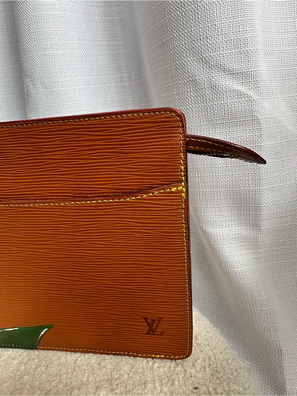 Authentic Hand-Painted Sunflower Louis Vuitton Epi Pochette Homme 🌻 - Picture 3 of 16
